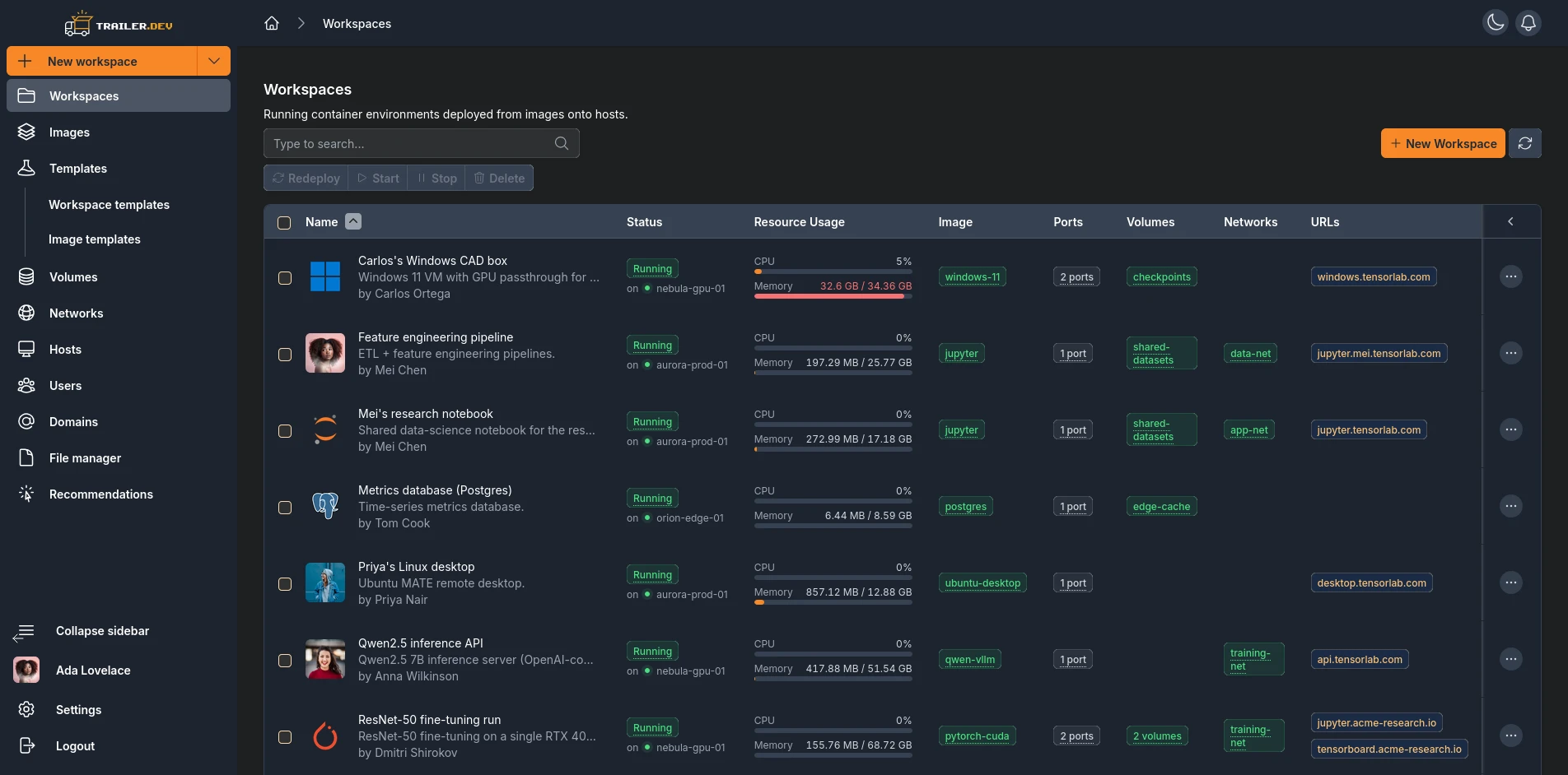 Trailer.dev dashboard