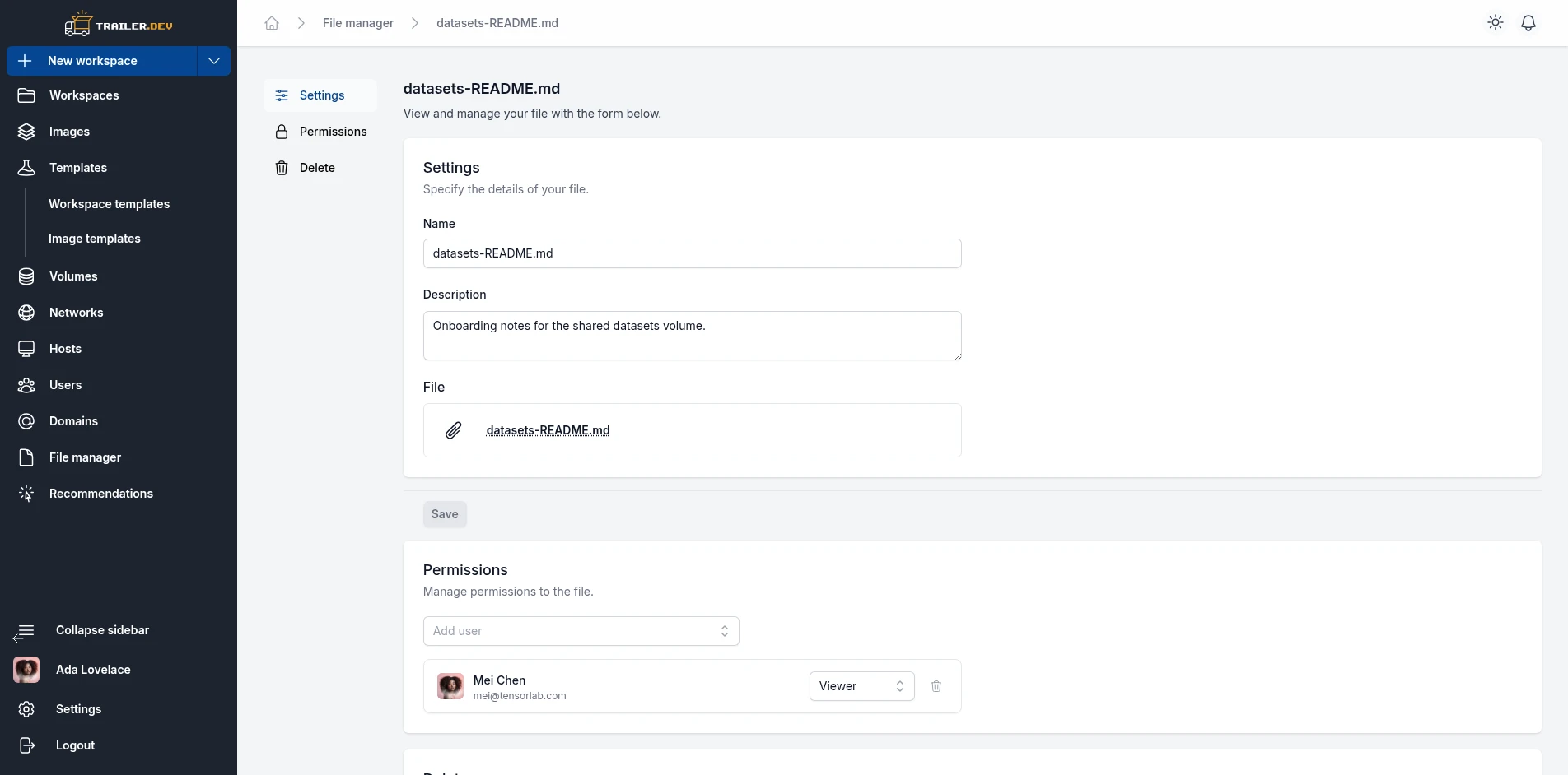 File Details page