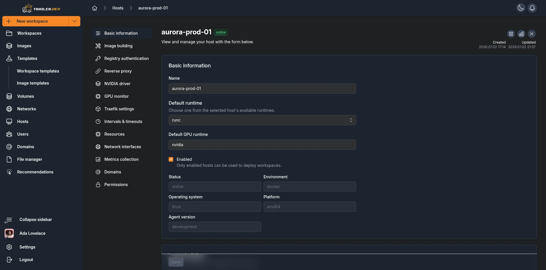 Connected host capabilities