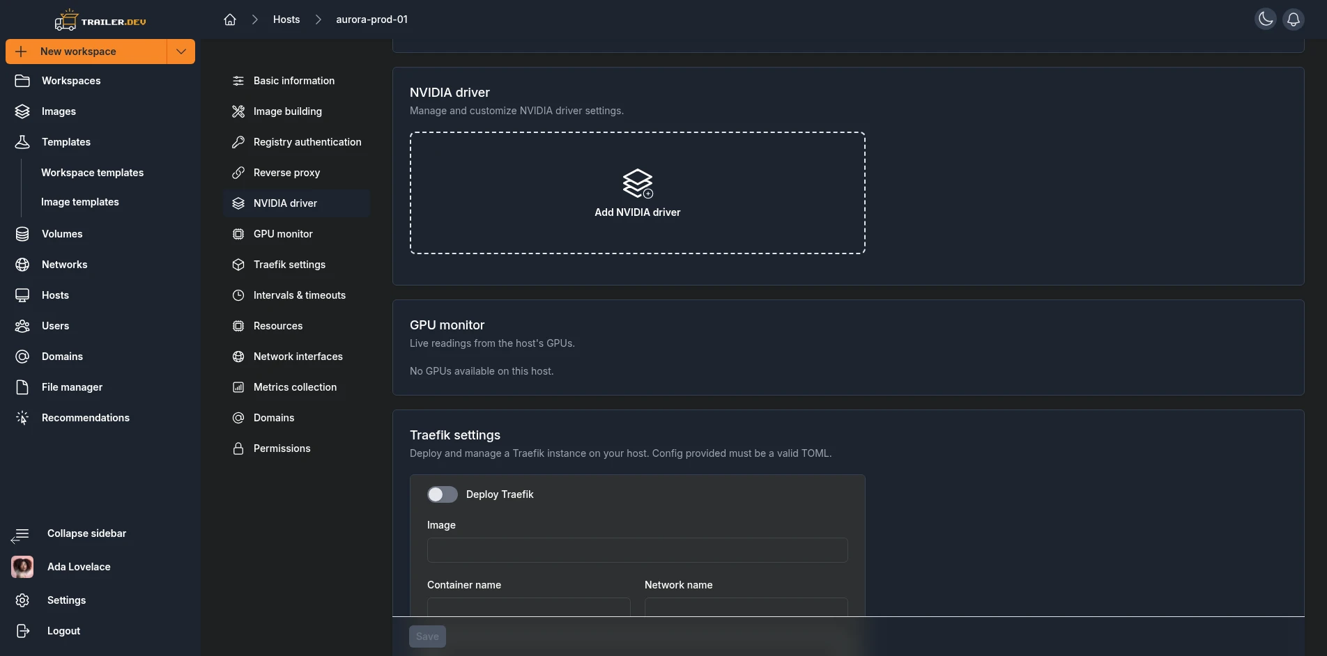 Host GPU configuration